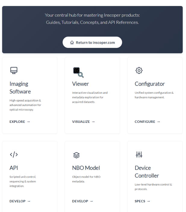 Inscoper User Documentation Portal Home page